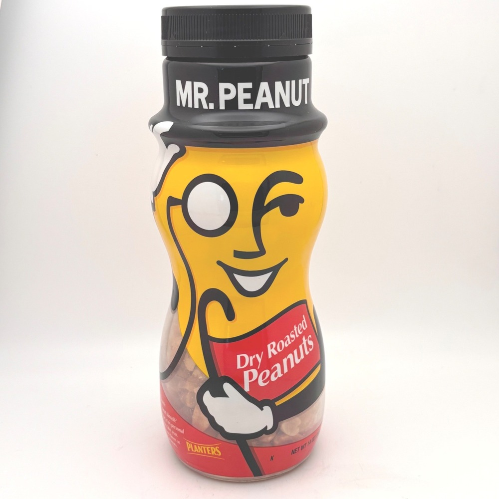 Planters First Edition Mr Peanut Glass Jar 14 oz Dry Roasted Peanuts Sealed